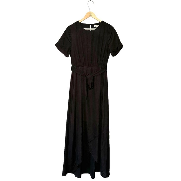 Polagram Dresses & Skirts - Polagram | Black Short Sleeve Faux Wrap Maxi Dress Size Medium